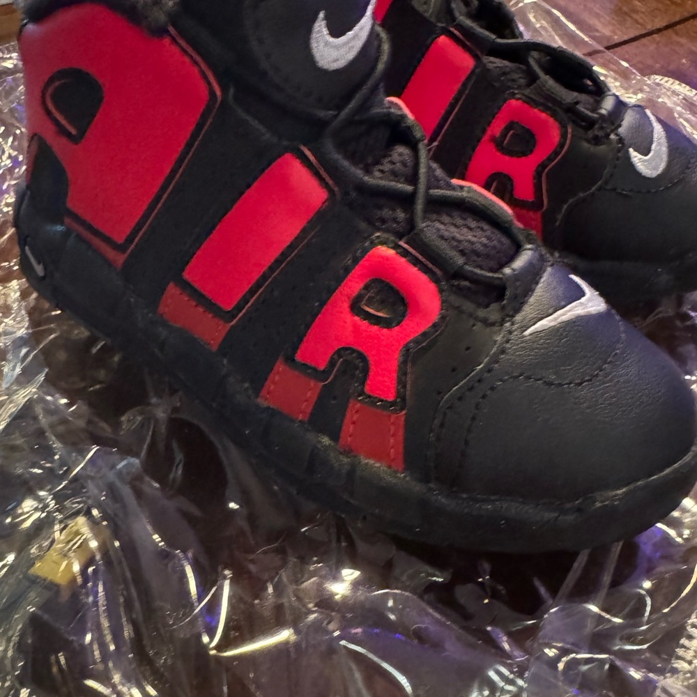 Nike Kids 10c Red and Black uptempo Sneakers